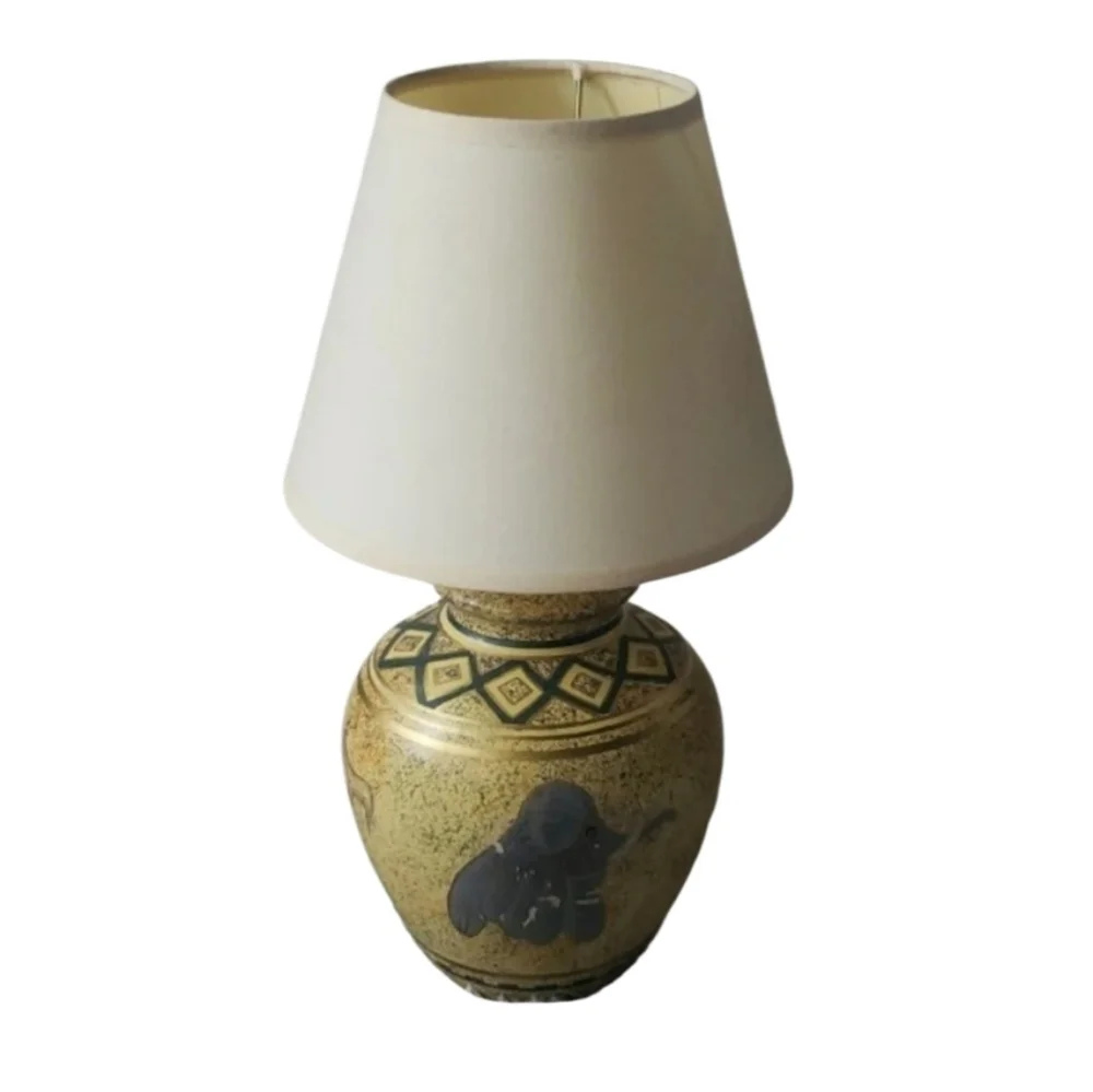 1999 Elephant Ceramic Table Lamp & Shade